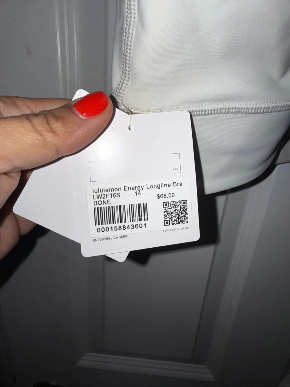 Lululemon Energy Longline Sports Bra- Bone (off white) Size 14 (XL)